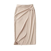 High Waist Solid Color Bow Tie Pleated Skirt