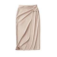 High Waist Solid Color Bow Tie Pleated Skirt