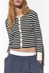 Cardigan en tricot rayé, manteau pull amincissant