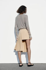 Interest Asymmetric Wide Pleated Soft Skirt