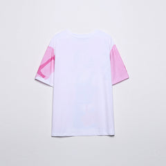 Casual round Neck Contrast Color Bright Girl Printed T shirt