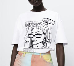 Kurzarm-T-Shirt mit Musterdruck für Mädchen