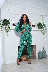 Ensemble cardigan imprimé à manches longues et pantalon moulant décontracté deux pièces