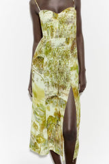Landscape Printing Slip Dress