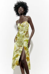 Landscape Printing Slip Dress