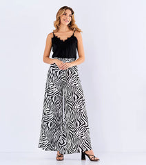 Elastic High Waist Casual Wide Leg Trousers Loose Swing Pants