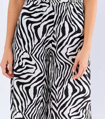 Elastic High Waist Casual Wide Leg Trousers Loose Swing Pants