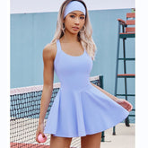 Short de sport avancé en similicuir deux pièces, une pièce, tennis, fitness, yoga, beauté, dos croisé