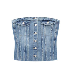 Corset Denim Tube Top Inner Wear Early Breasted