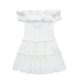 White Dress French Off Neck Embroidered Off Shoulder Princess Dress