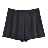 Wind Black Casual Wide Pleated Pantskirt