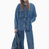 Urban Casual Stickers Jeansjacke mit Taschendekoration