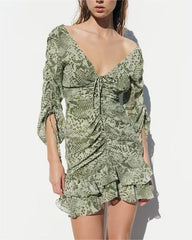 Plissiertes Minikleid mit Animalprint