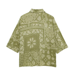 Wind Long Sleeve Loose Paisley Printed Shirt Elastic Waist Pants Set