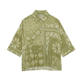 Wind Long Sleeve Loose Paisley Printed Shirt Elastic Waist Pants Set