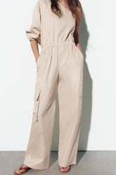 Personalisierte Street Jumpsuit Hose Werkzeug Einfarbig Einfache Freizeithose
