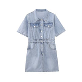 Combinaison siamoise longue bleue style cowboy