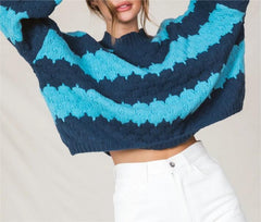 Pull en tricot à rayures de couleur assortie