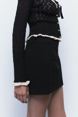 Knitted Cardigan Sweet Stitching Laminated Decoration