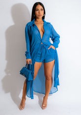 Zweiteiliges Anzugset aus Chiffon in Volltonfarbe für Freizeitkleidung