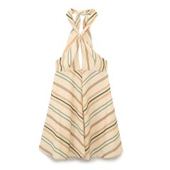 Striped Linen Blended Short Dress