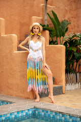 Beach Skirt Long Fringe Knitted Adjustable Suspender Skirt