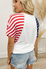 White Made America Stars Stripes Raglan Sleeve T Shirt