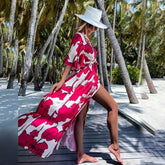 Beach Outerwar Casual Holiday Floral Print Beach Bikini Blouse Sun Protective Cardigan