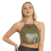 Sequined Costume Halter Small Underwear Sequin Stage One Piece Lace Up Tube Top