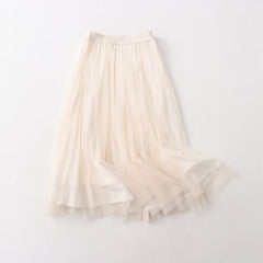 Skirt Casual Elegant Elastic Waist Pleated