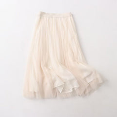 Skirt Casual Elegant Elastic Waist Pleated