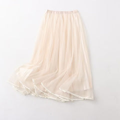 Wear On Both Sides Skirt Casual Elegant Elastic Waist Pleated
