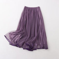 Wear On Both Sides Skirt Casual Elegant Elastic Waist Pleated