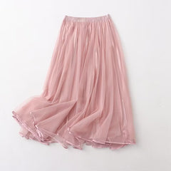 Wear On Both Sides Skirt Casual Elegant Elastic Waist Pleated