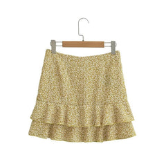 Pleated Skirt Ruffled Printed Dress Floral Skirt