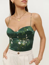 Französisches Vintage Chiffon Bedrucktes Kurzes Top mit kleiner Schlinge und schlankmachender Blumenkordel zum Schnüren