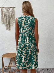 Bohemian Loose V neck Pleated Print Dress