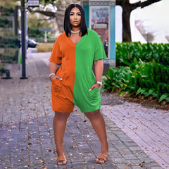 Casual Loose Contrast Color Romper