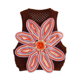 Gestrickte Weste Handgemachte Weste mit Blumenmuster