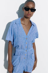 Strampler mit elastischer Taille und schlankmachendem Freizeit-Overall