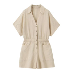 Strampler mit elastischer Taille und schlankmachendem Freizeit-Overall
