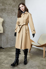 Element Single Breasted Khaki Trench Coat Casual Elegant British Trench Coat