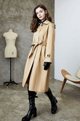 Element Single Breasted Khaki Trench Coat Casual Elegant British Trench Coat