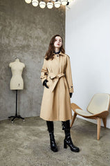 Element Single Breasted Khaki Trench Coat Casual Elegant British Trench Coat