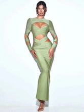 Socialite Low Cut Bandage CrissCross Cropped Outfit Aushöhlen Cutout Langes schmales Kleid