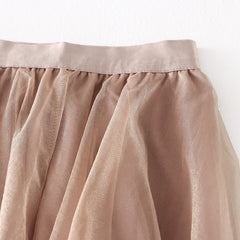 Skirt Pleated Mesh Skirt Mid Length A line Skirt