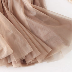 Skirt Pleated Mesh Skirt Mid Length A line Skirt