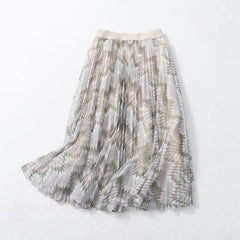 Colorful Skirt Holiday Printed Pleated Skirt
