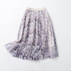 Colorful Skirt Holiday Printed Pleated Skirt