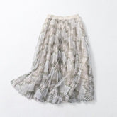 Colorful Skirt Holiday Printed Pleated Skirt